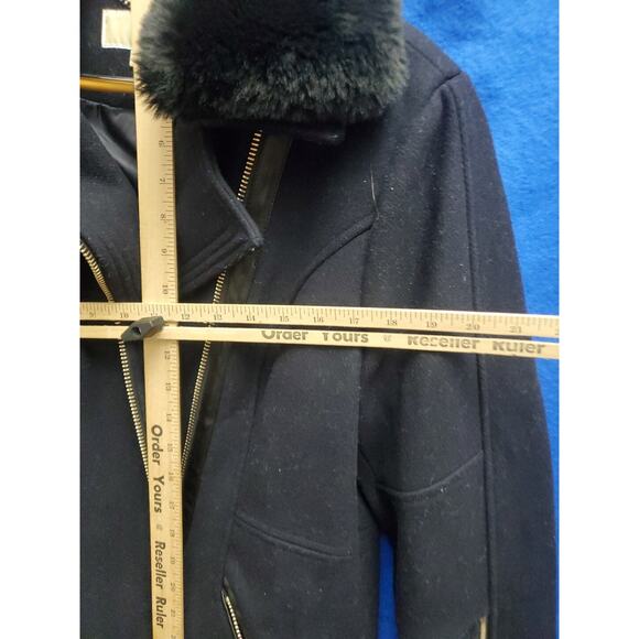 Michael Kors Jacket Women's L Black Wool Blend Coat Zip Up Pockets - Picture 8 of 16